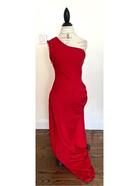 NWT On Fire Bandage Satin Maxi Dress- Red